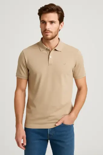 T-Shirt for Men – Slim Fit Design, Chest Pocket, Breathable Cotton Fabric, Classic Collar, Short Sleeves