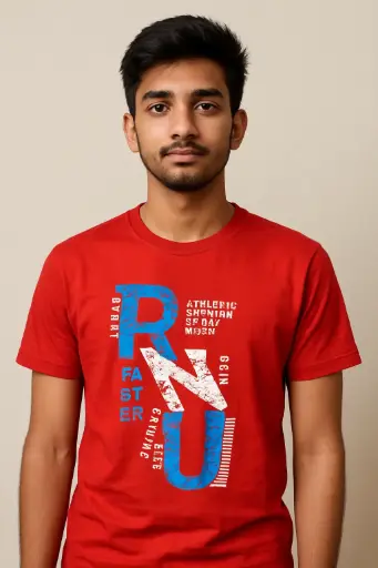 T-Shirt for Men – red,Slim Fit, Chest Pocket, Cotton Blend Fabric, Short Sleeves, Modern Casual Look