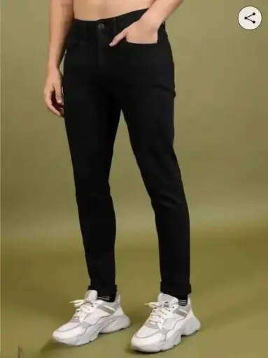 Men's premium quality black cotton jeans - breathable cotton, soft, comfortable, trendy.