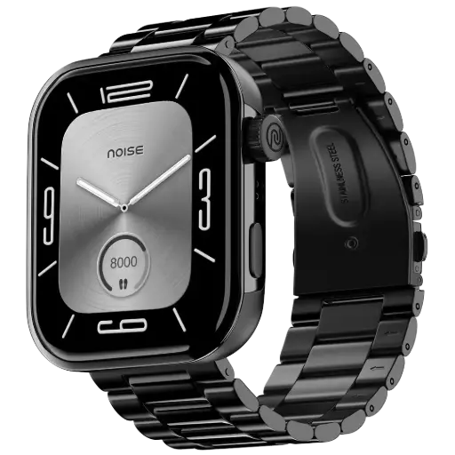 Noise Smart Watch 44MM (1.73 Inches) Colorfit Pro 5 Elite Black | 44mm (1.73 inches) AMOLED display,Elite black stainless steel body,1.85-inch dis