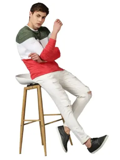 UrGear Men Colorblock Round Neck Pure Cotton T-shirt.